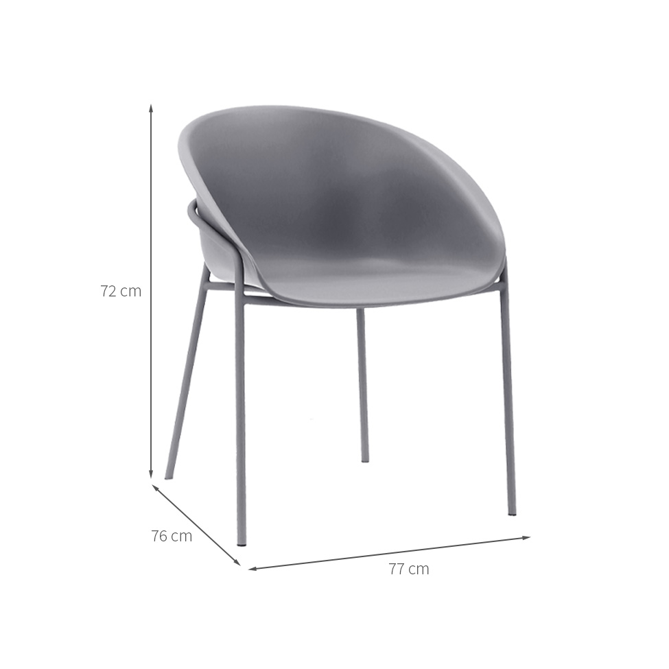 Conjunto com 2 Cadeiras Gemelli Cinza