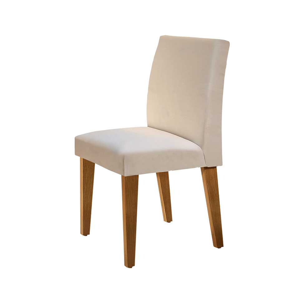 Conjunto com 2 Cadeiras Grecia Veludo Imbuia e Creme