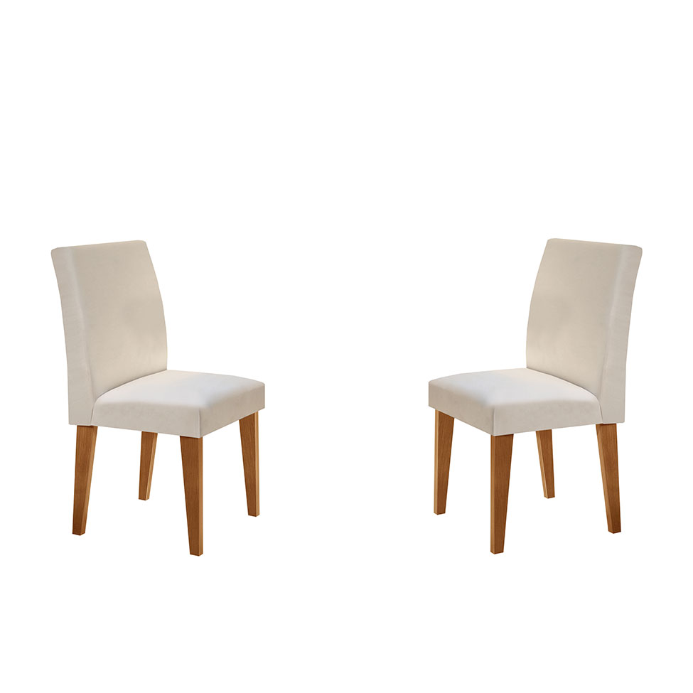 Conjunto com 2 Cadeiras Grecia Veludo Imbuia e Creme
