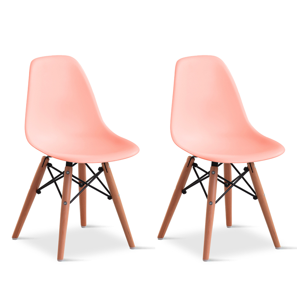 Conjunto com 2 Cadeiras Infantis Eames Rosa