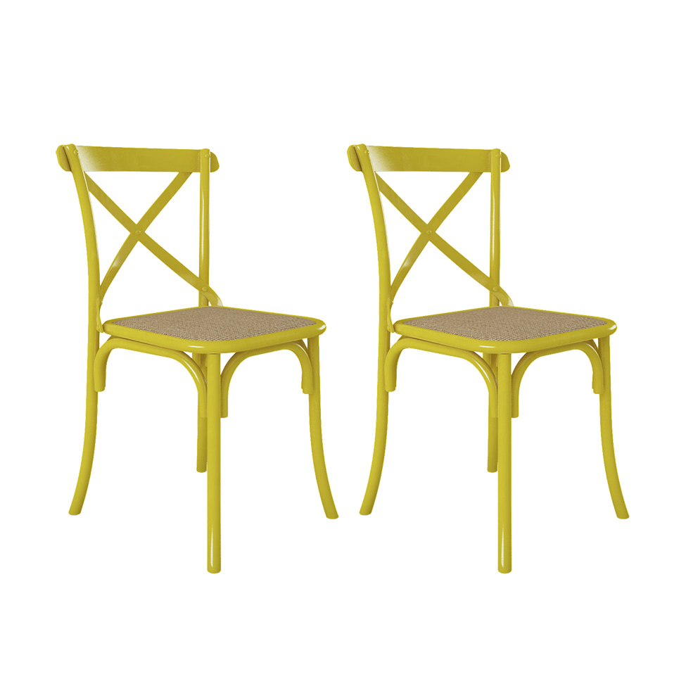 Conjunto com 2 Cadeiras Katarina Amarelo e Bege