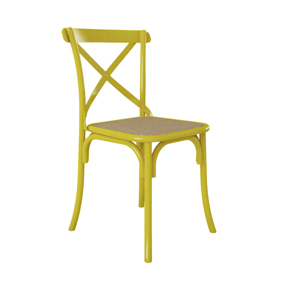 Conjunto com 2 Cadeiras Katarina Amarelo e Bege