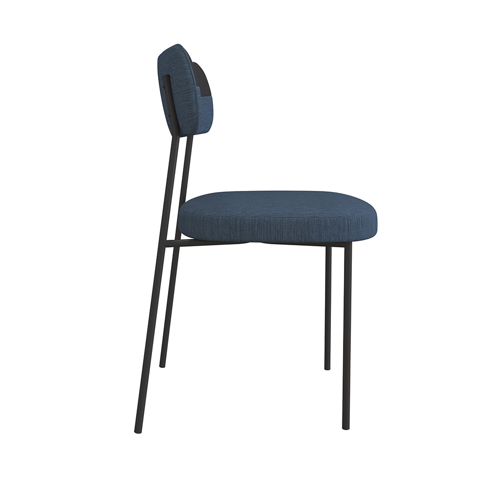 Conjunto com 2 Cadeiras Mona Linho Azul e Preto