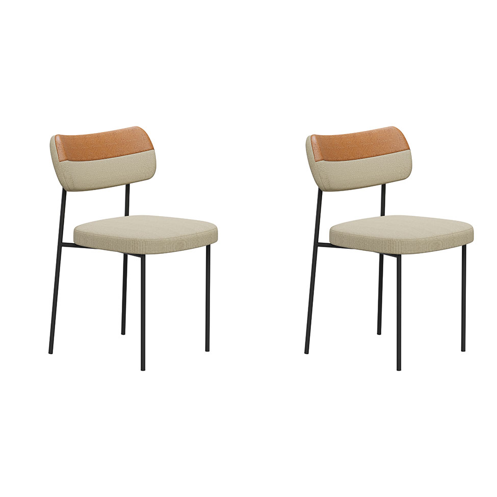 Conjunto com 2 Cadeiras Mona Linho Gengibre e Whisky