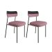 Conjunto com 2 Cadeiras Mona Linho Rosa e Preto