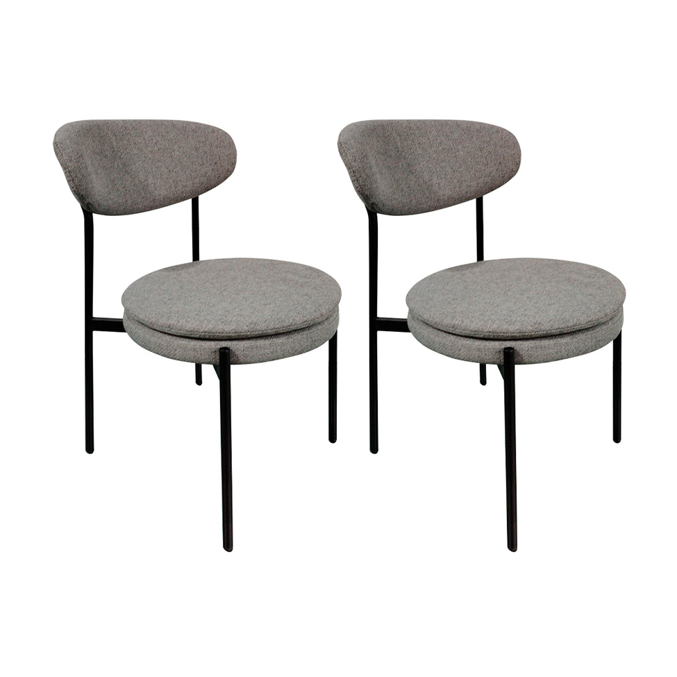 Conjunto com 2 Cadeiras Piscis Cinza Claro