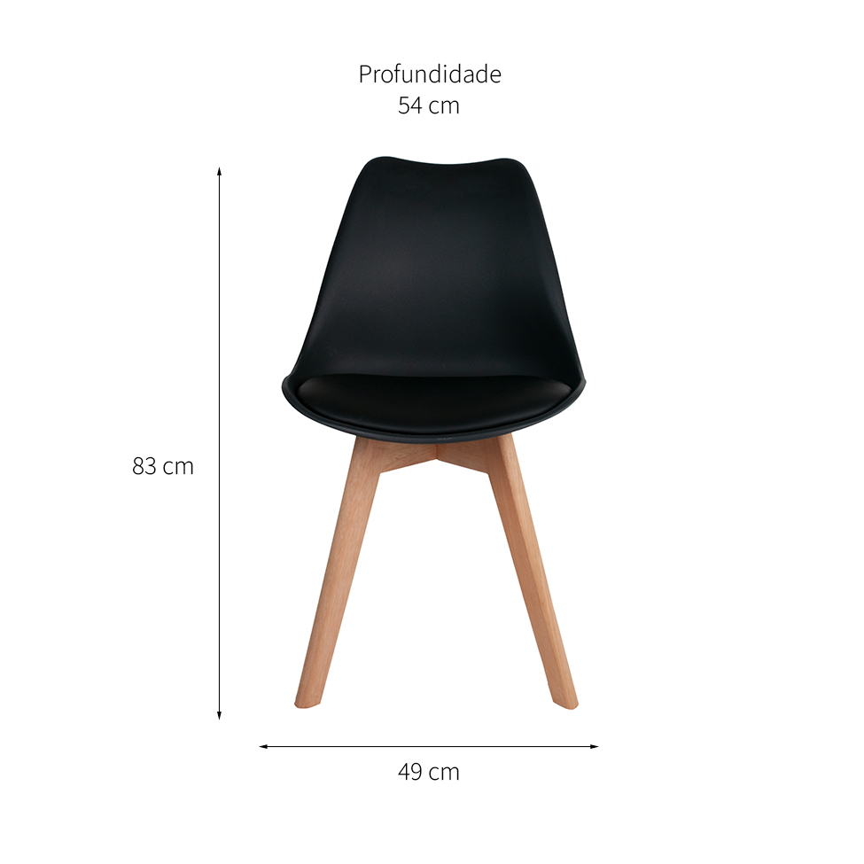 Conjunto com 2 Cadeiras Saarinen Wood Preto