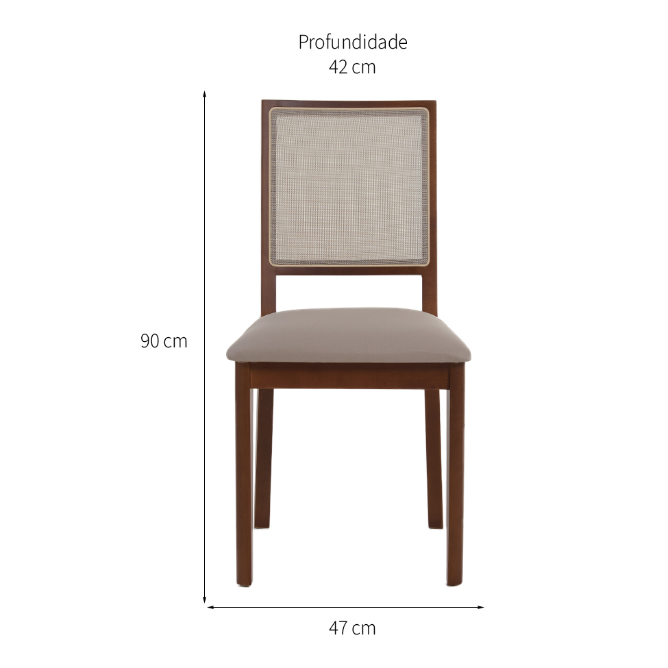 Conjunto com 2 Cadeiras Sila Imbuia e Bege