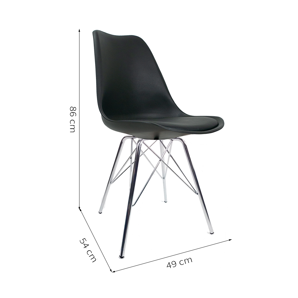 Conjunto com 2 Cadeiras Tower Cromado e Preto