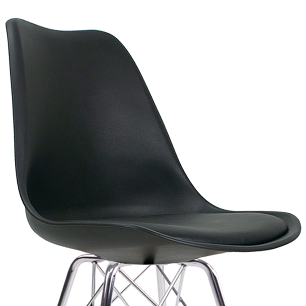 Conjunto com 2 Cadeiras Tower Cromado e Preto