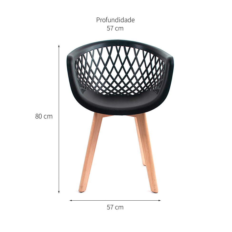 Conjunto com 2 Cadeiras Web Wood Preto