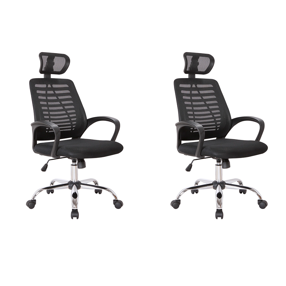 Conjunto com 2 Cadeiras de Escritório Diretor Giratórias Light Preto