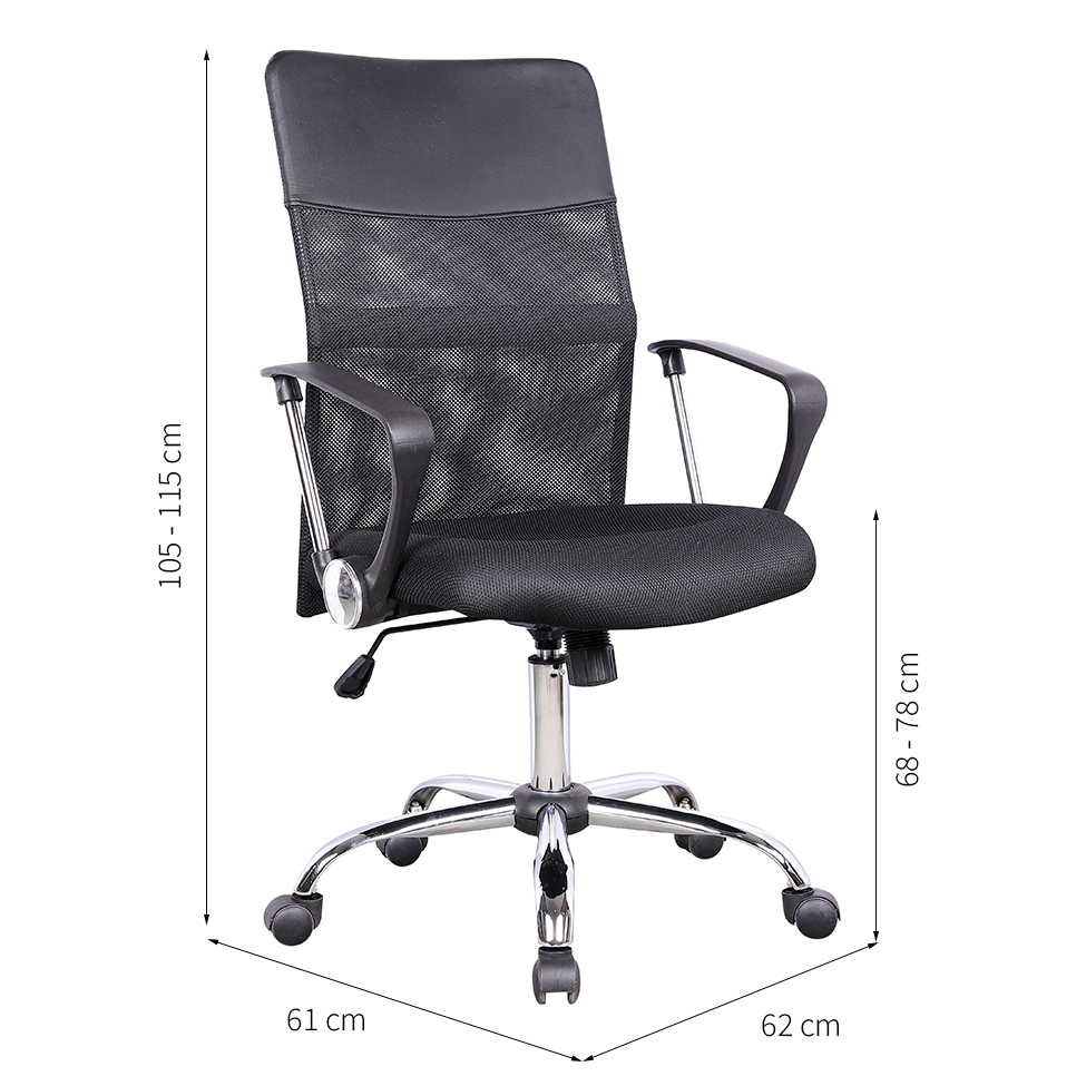 Conjunto com 2 Cadeiras de Escritório Diretor Giratórias Vancouver com Braços Preto