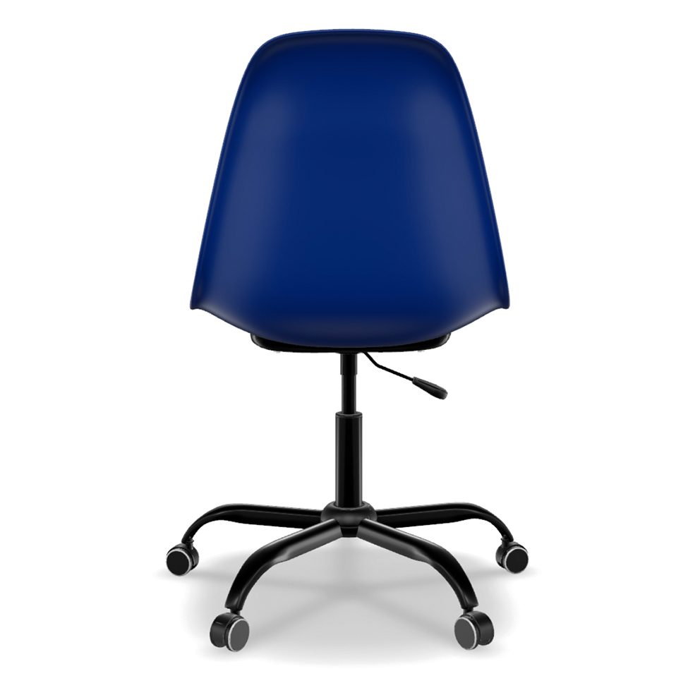 Conjunto com 2 Cadeiras de Escritório Secretária Eames Office Azul e Preto