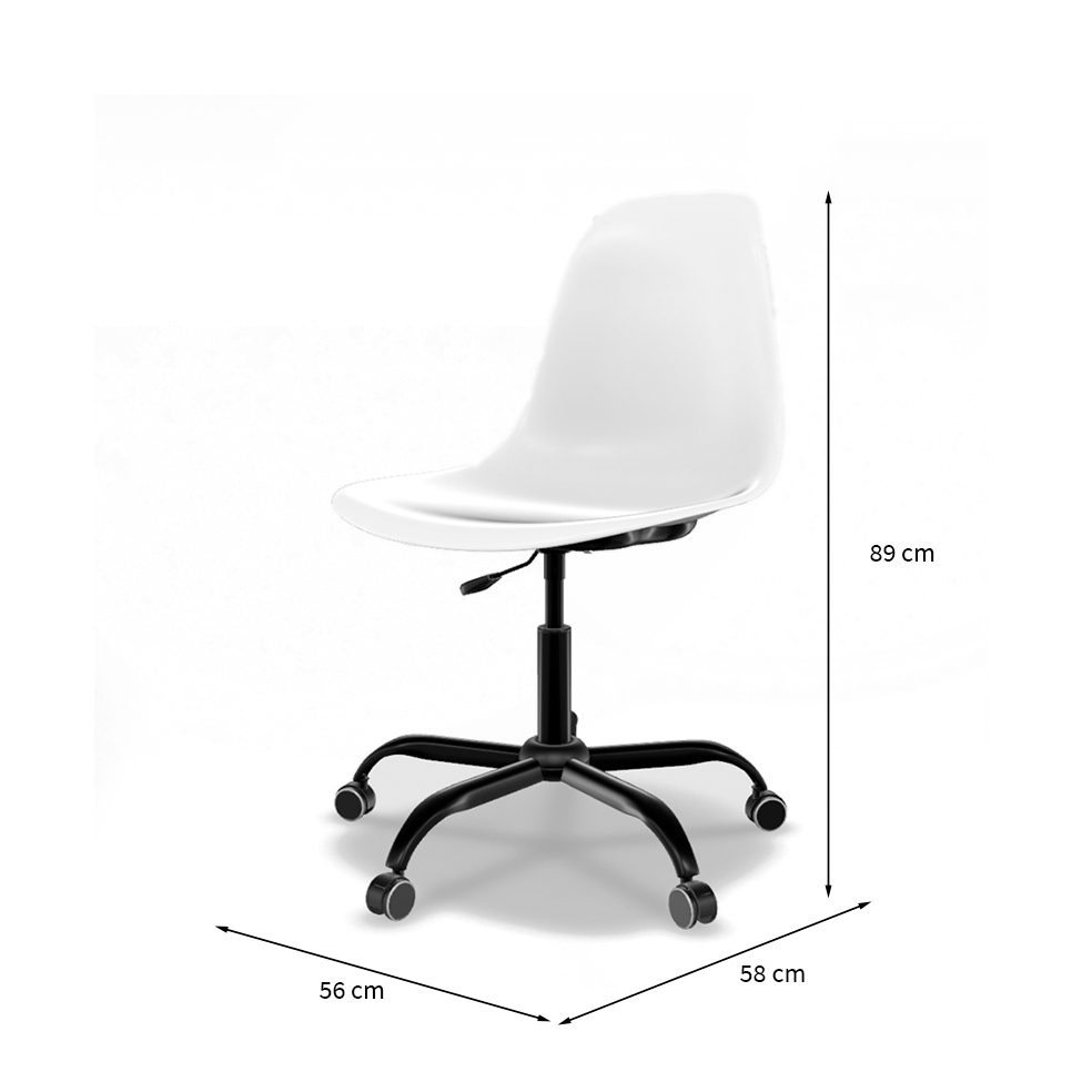 Conjunto com 2 Cadeiras de Escritório Secretária Eames Office Branco e Preto