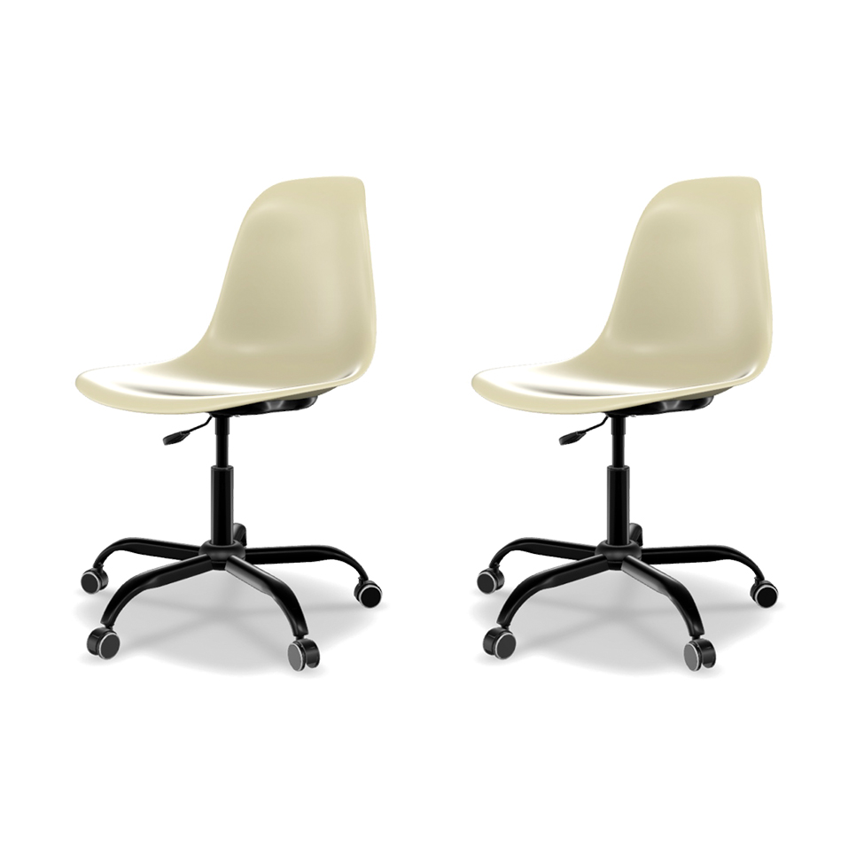 Conjunto com 2 Cadeiras de Escritório Secretária Eames Office Fendi e Preto
