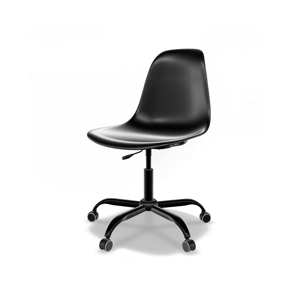 Conjunto com 2 Cadeiras de Escritório Secretária Eames Office Preto