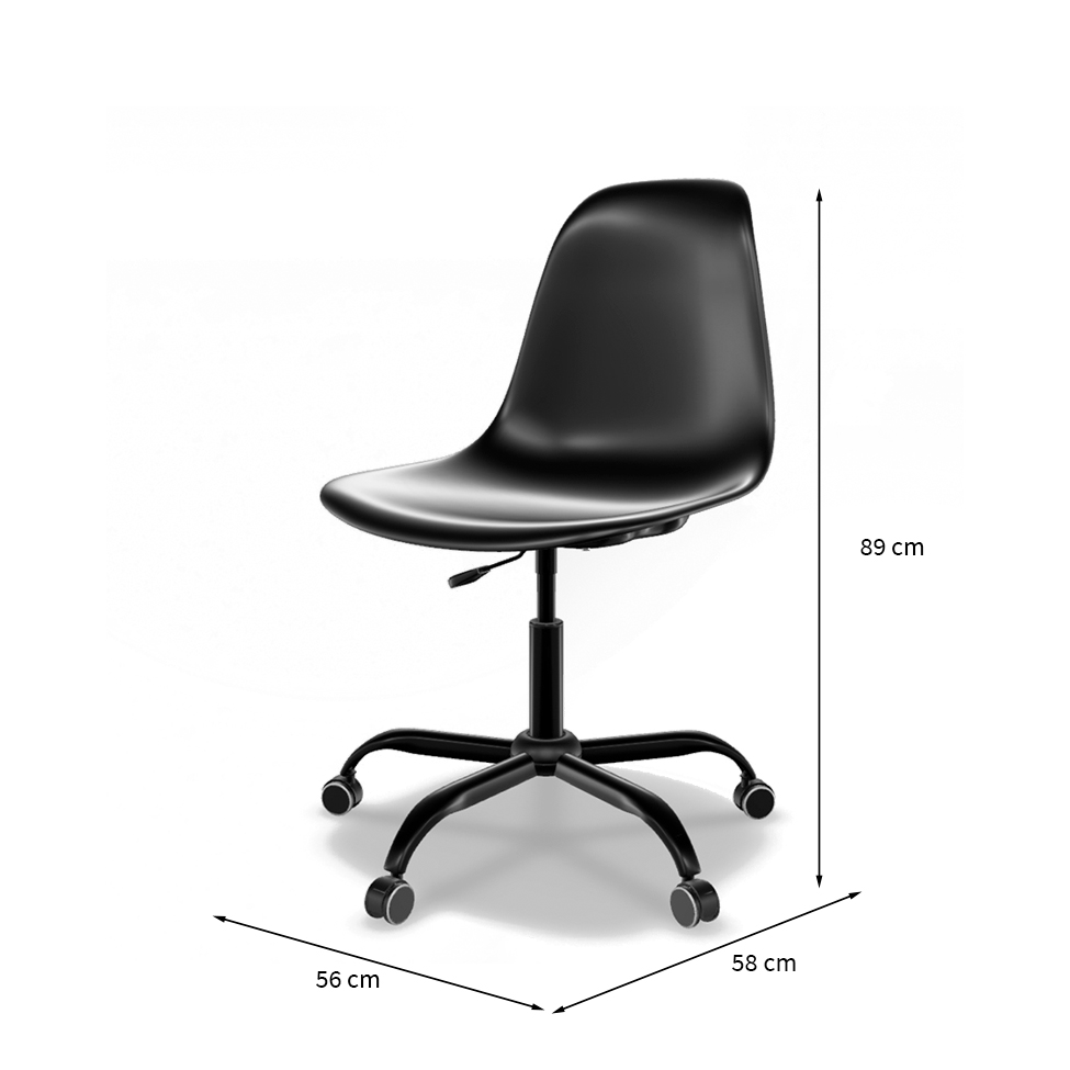 Conjunto com 2 Cadeiras de Escritório Secretária Eames Office Preto