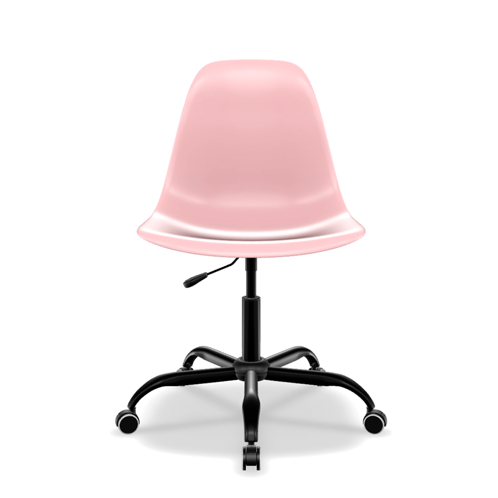 Conjunto com 2 Cadeiras de Escritório Secretária Eames Office Rosa e Preto