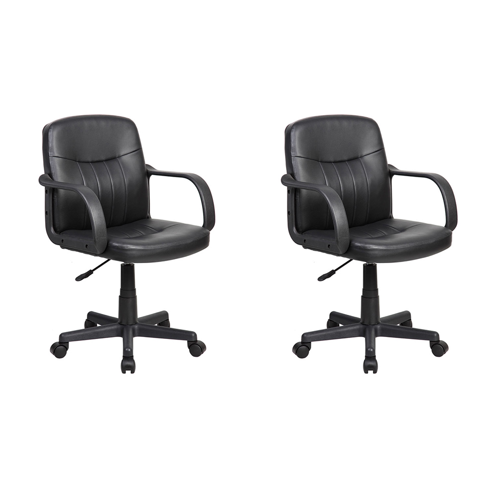 Conjunto com 2 Cadeiras de Escritório Secretária Giratórias Clean Preto