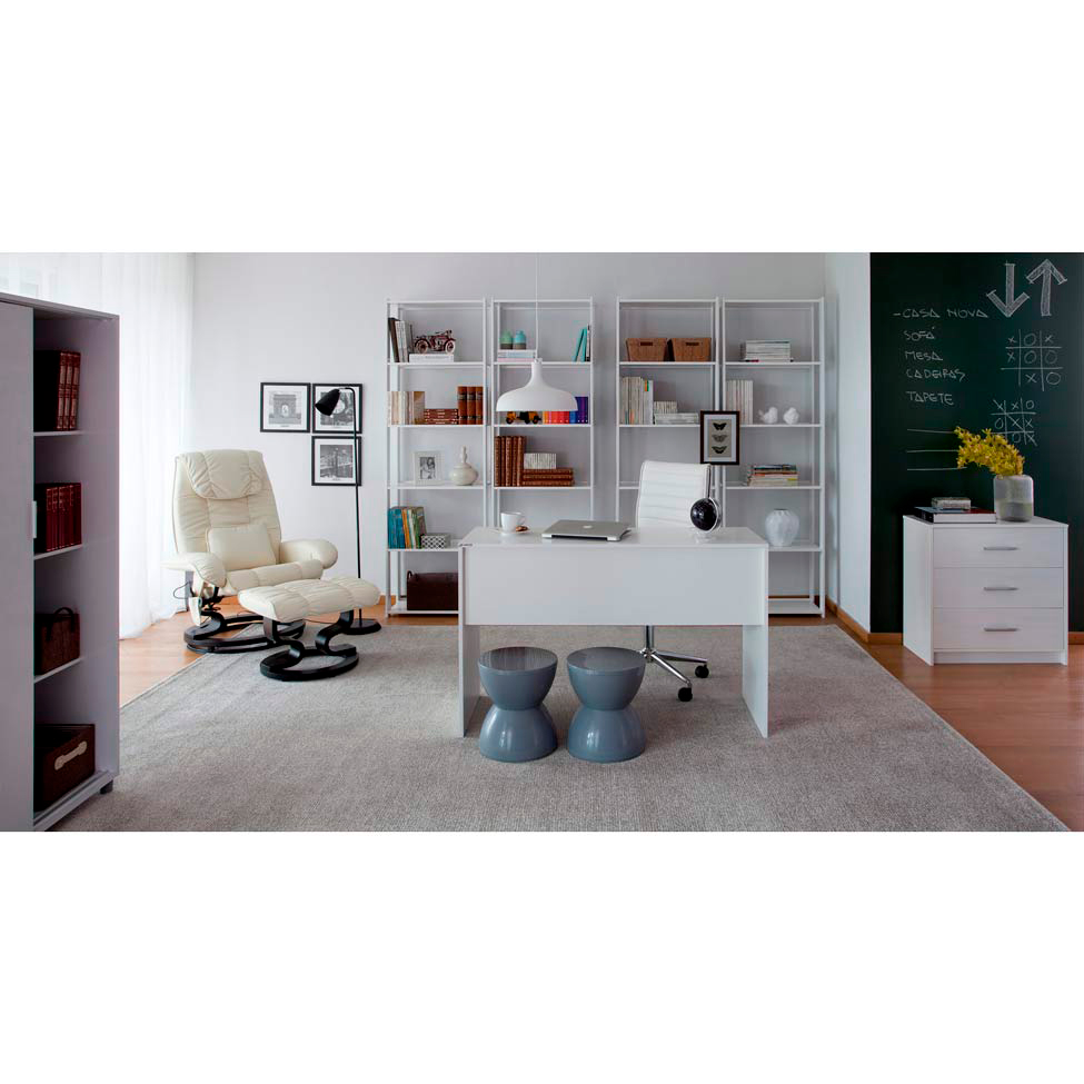 Conjunto com 2 Cadeiras de Escritório Secretária Giratórias Marilyn Branco