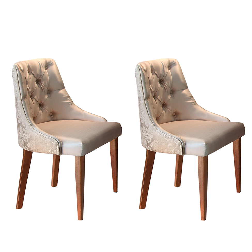 Conjunto com 2 Cadeiras de Jantar Belíssima Imbuia e Bege