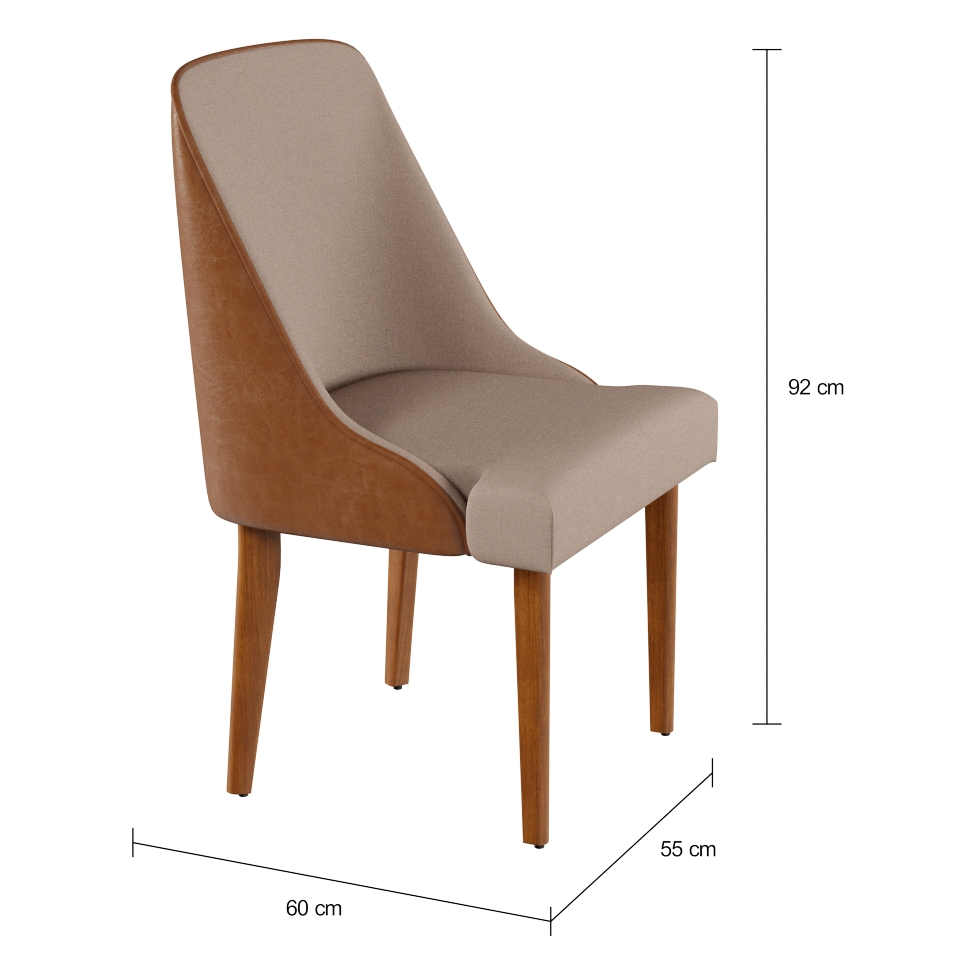 Conjunto com 2 Cadeiras de Jantar Ágata II Imbuia e Off White