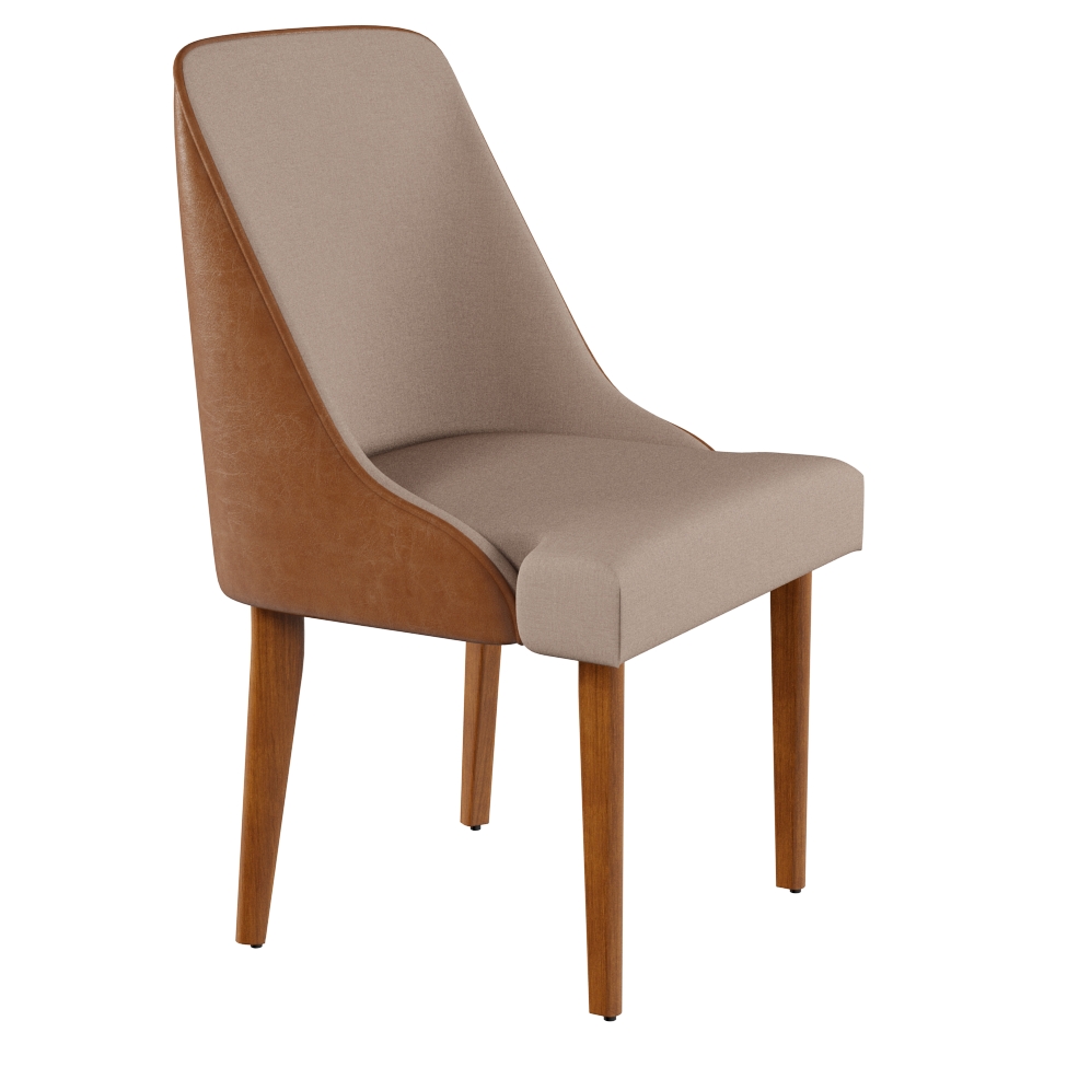 Conjunto com 2 Cadeiras de Jantar Âmbar II Imbuia e Off White