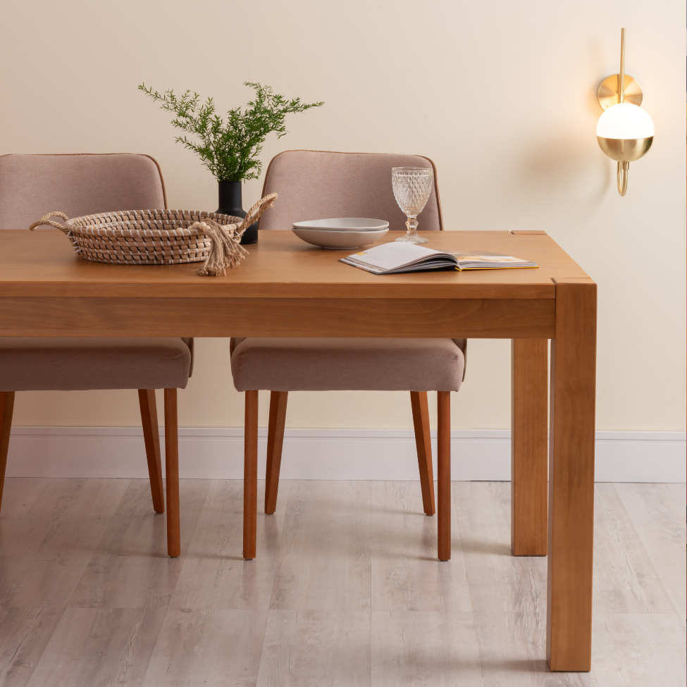 Conjunto com 2 Cadeiras de Jantar Esmeralda II Caramelo e Bege