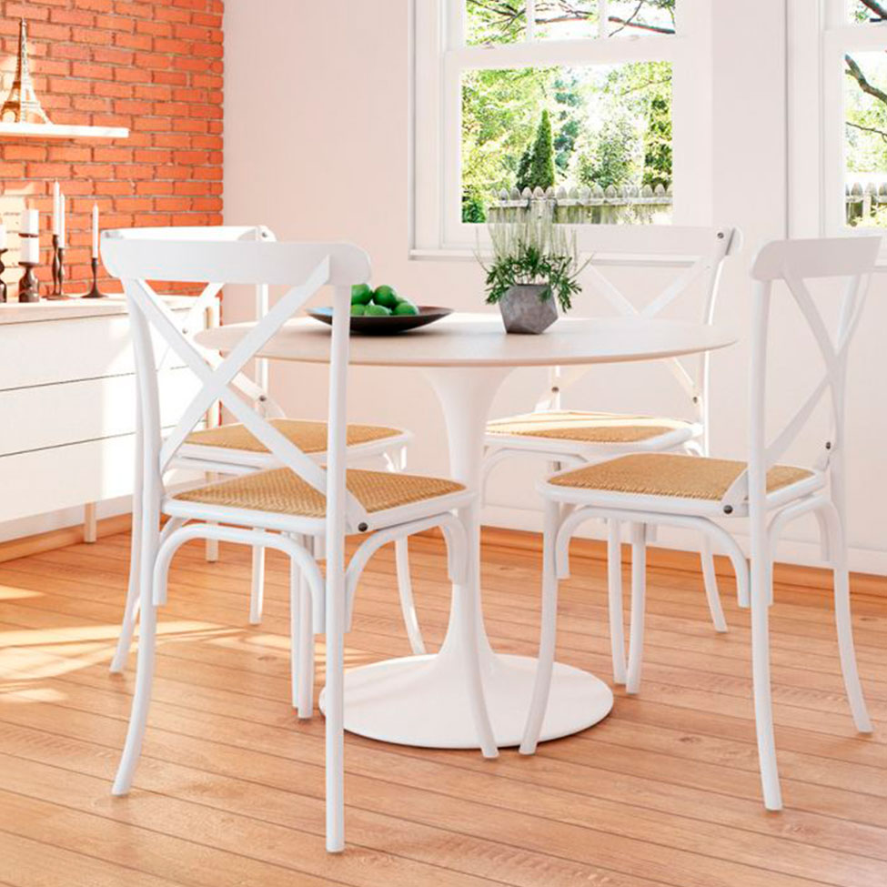 Conjunto com 2 Cadeiras de Jantar Katrina Branca