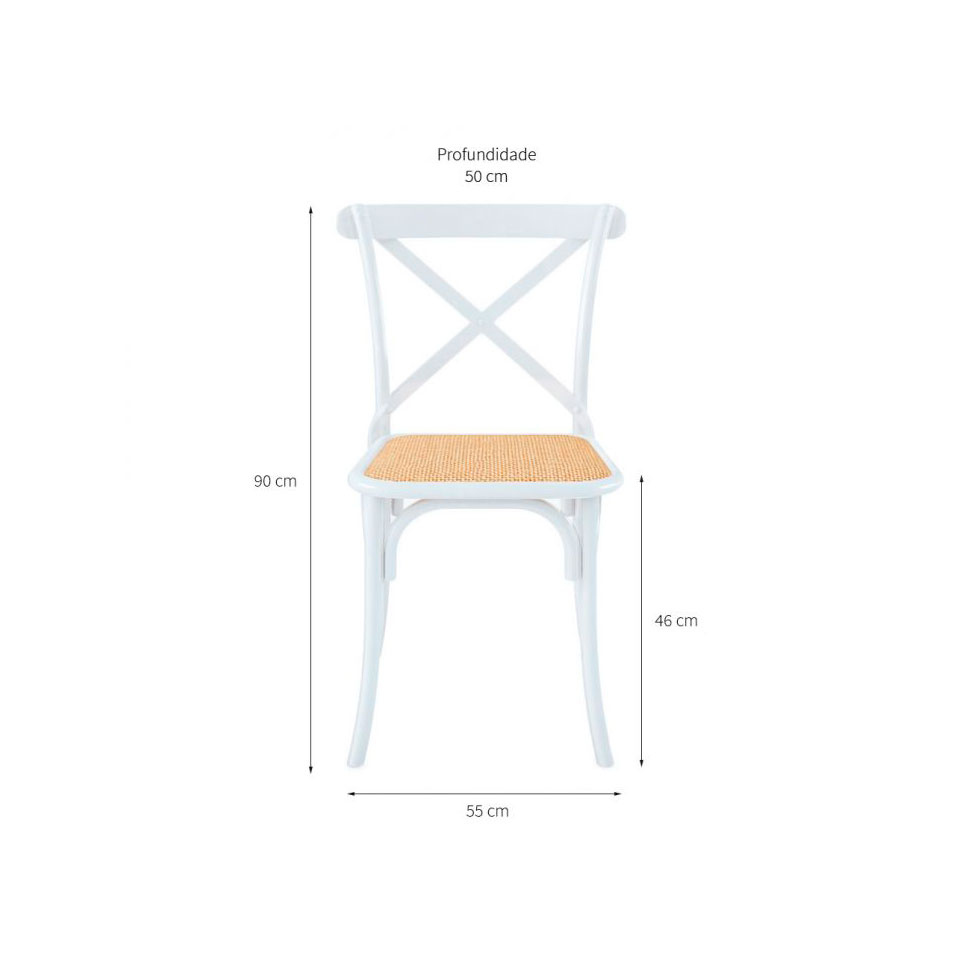 Conjunto com 2 Cadeiras de Jantar Katrina Branca