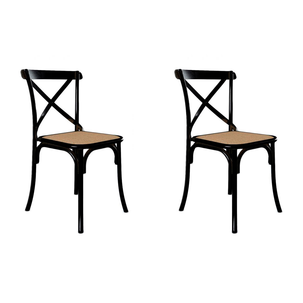 Conjunto com 2 Cadeiras de Jantar Katrina Preta