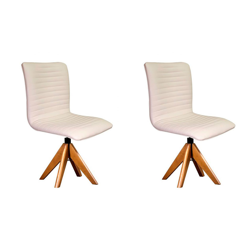 Conjunto com 2 Cadeiras de Jantar Lenk Cru