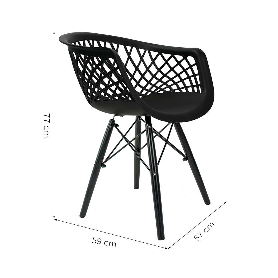 Conjunto com 2 Cadeiras de Jantar Web Preto