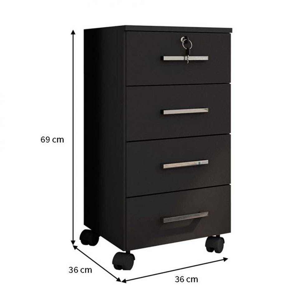 Conjunto com 2 Gaveteiros Gávea Flex 8 GV Preto e Amarelo