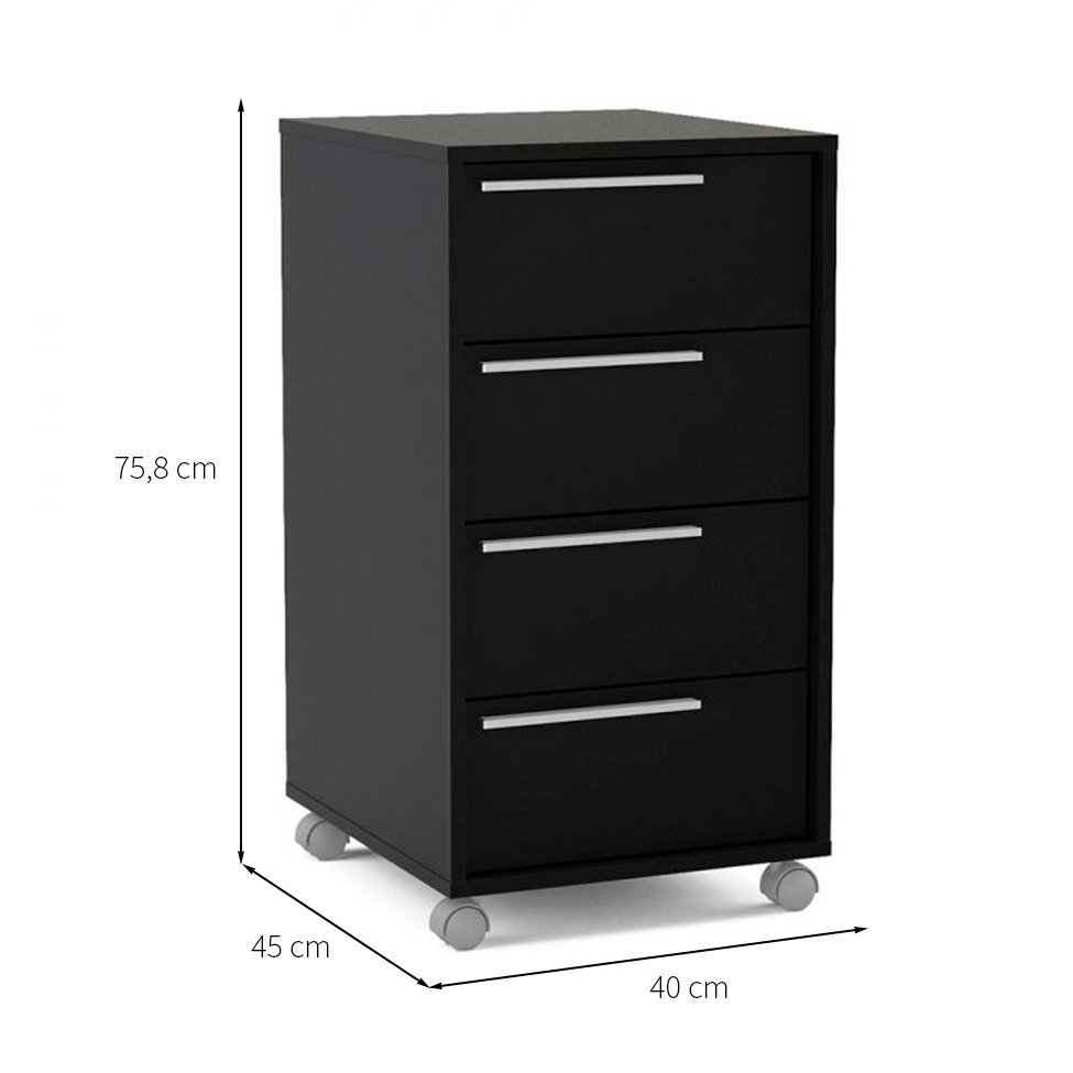 Conjunto com 2 Gaveteiros Maia 8 GV Preto