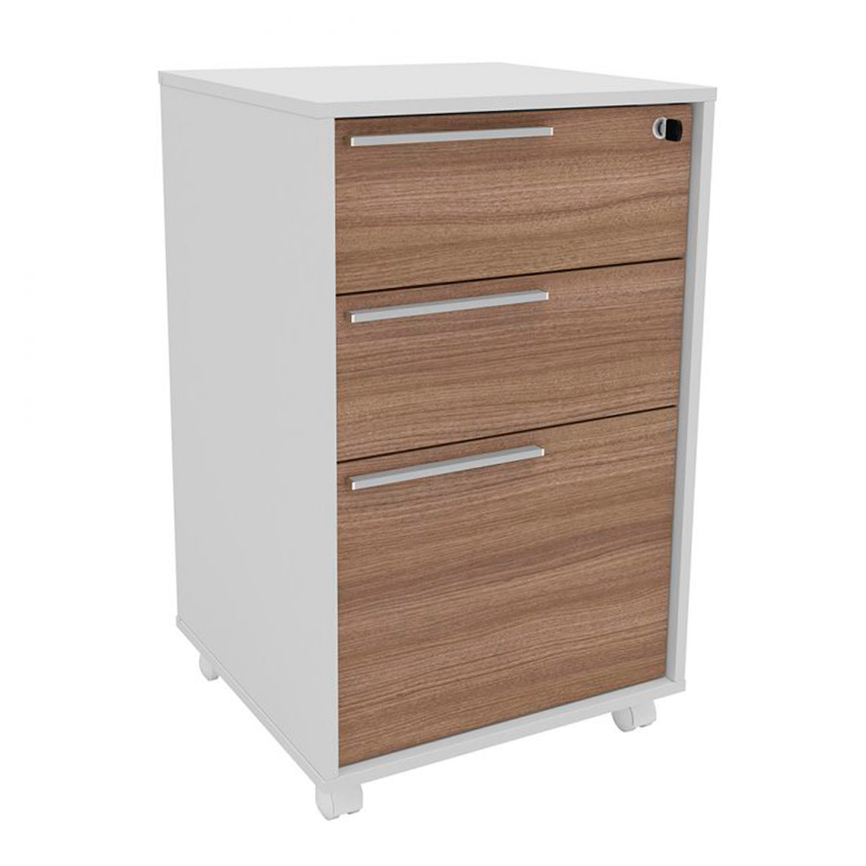 Conjunto com 2 Gaveteiros Maia II 6 GV Branco e Castanho