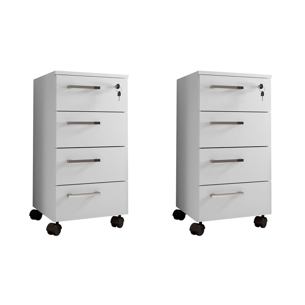 Conjunto com 2 Gaveteiros Paris 8 GV Branco