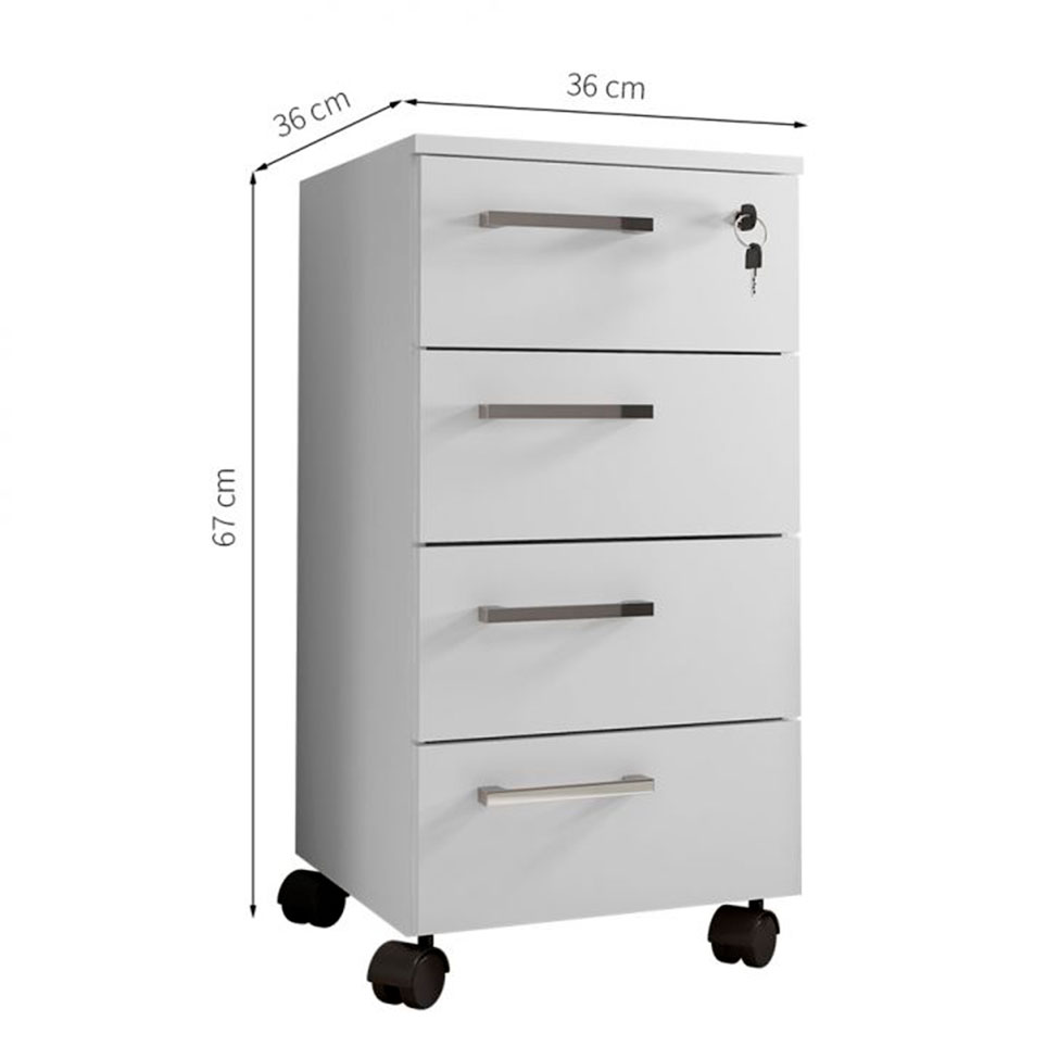 Conjunto com 2 Gaveteiros Paris 8 GV Branco