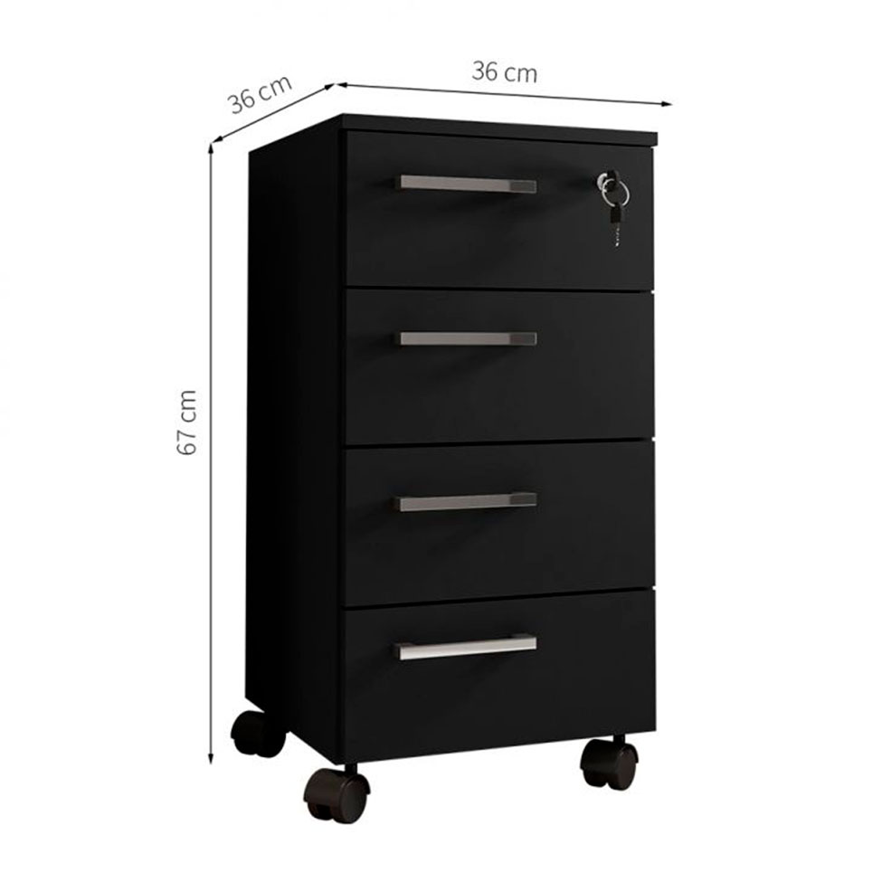 Conjunto com 2 Gaveteiros Paris 8 GV Preto