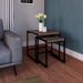 Conjunto com 2 Mesas Laterais Wooden Carvalho Dark e Preto
