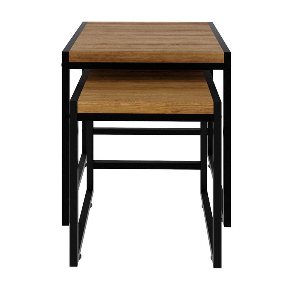Conjunto com 2 Mesas Laterais Wooden Mel e Preto