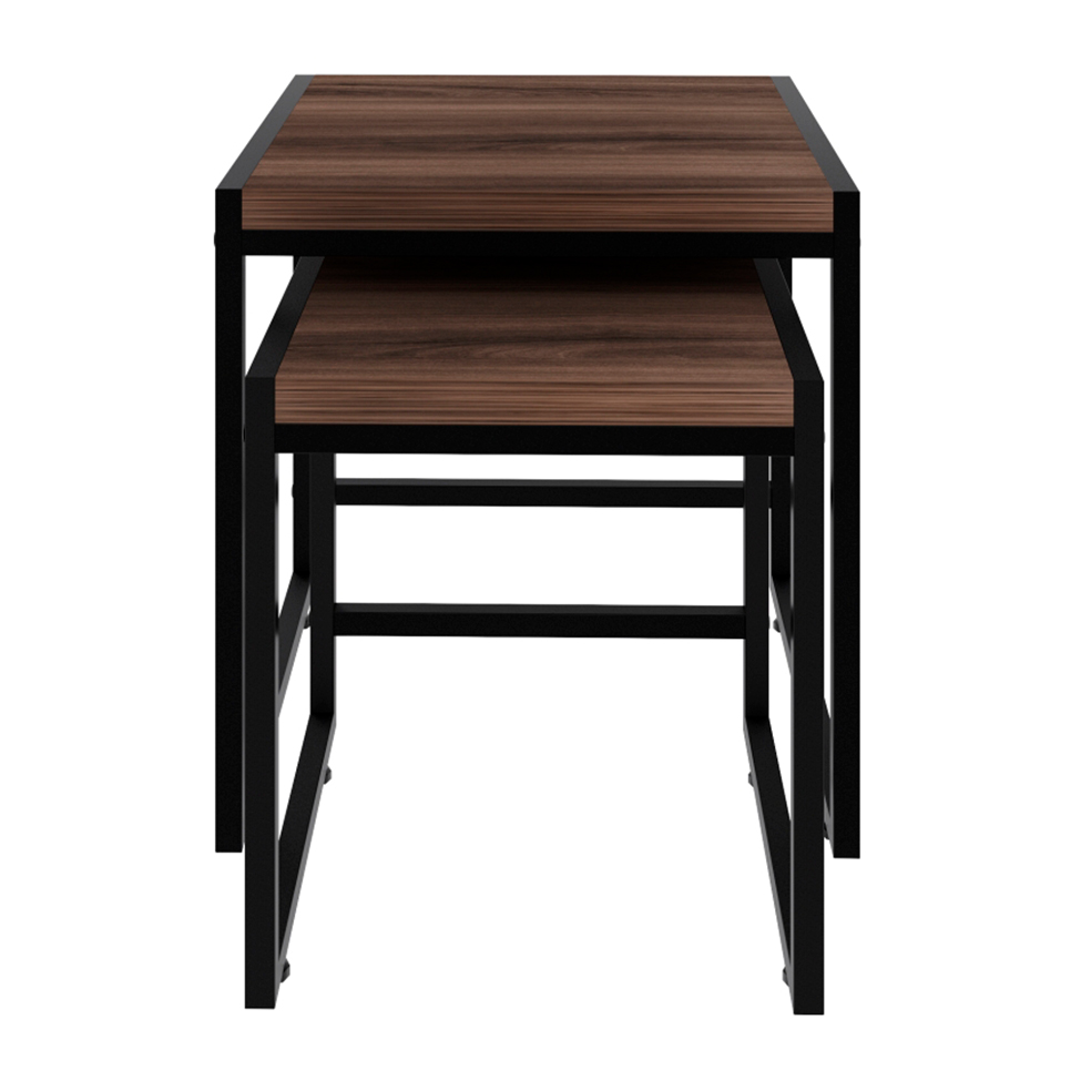 Conjunto com 2 Mesas Laterais Wooden Nogal e Preto