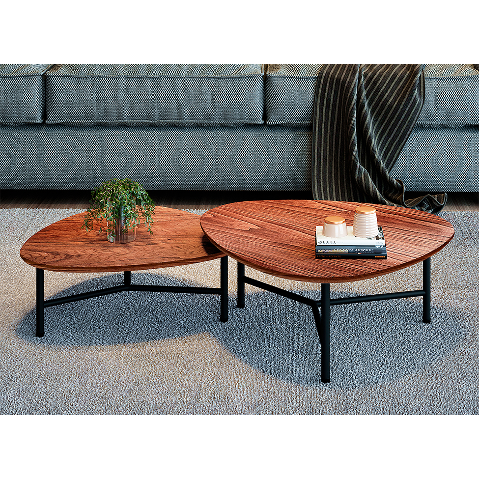 Conjunto com 2 Mesas de Centro Veneza Cinamomo e Preto
