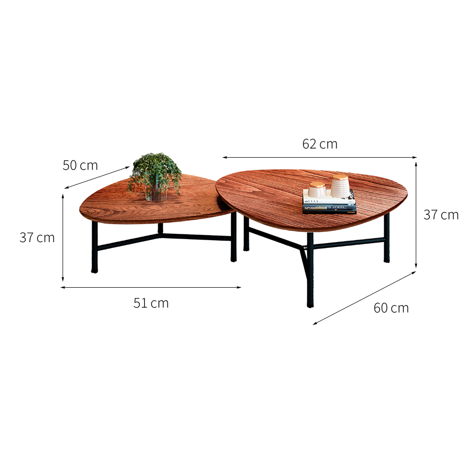 Conjunto com 2 Mesas de Centro Veneza Cinamomo e Preto