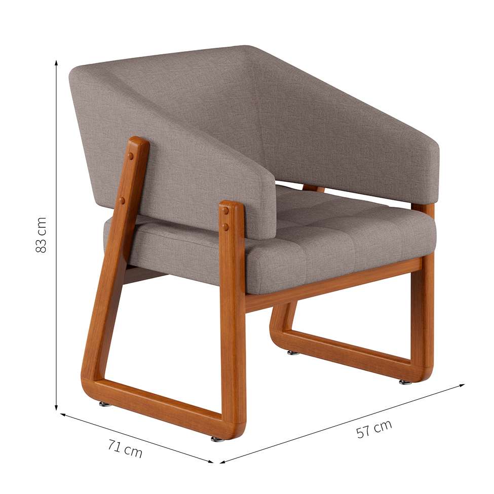 Conjunto com 2 Poltronas Air Linho Cinza e Amêndoa