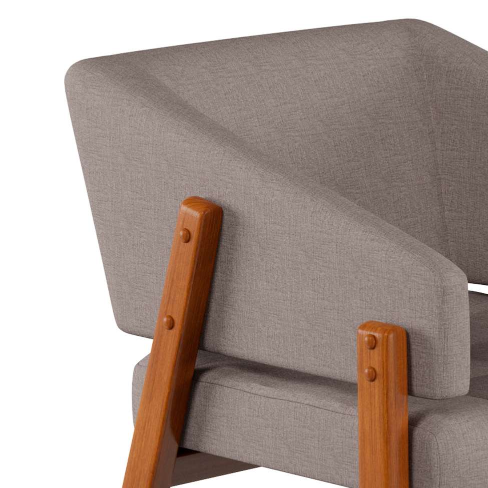 Conjunto com 2 Poltronas Air Linho Cinza e Amêndoa
