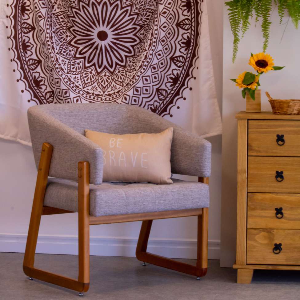 Conjunto com 2 Poltronas Air Linho Cinza e Amêndoa