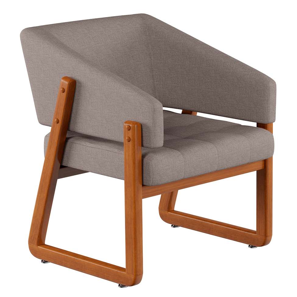Conjunto com 2 Poltronas Air Linho Cinza e Amêndoa
