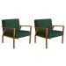 Conjunto com 2 Poltronas Antonia Algodão Verde e Nogueira